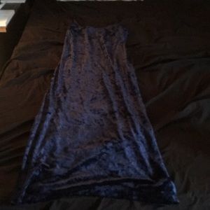 Blue velvet spaghetti strap dress